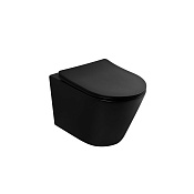Abber Bequem Унитаз подвесной безободковый 35,5x49 см, с крышкой микролифт, цвет: черный матовый AC1102TMB