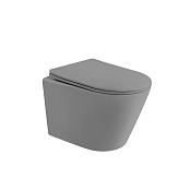Abber Bequem Унитаз подвесной безободковый 35,5x49 см, с крышкой микролифт, цвет: серый матовый AC1102TMG
