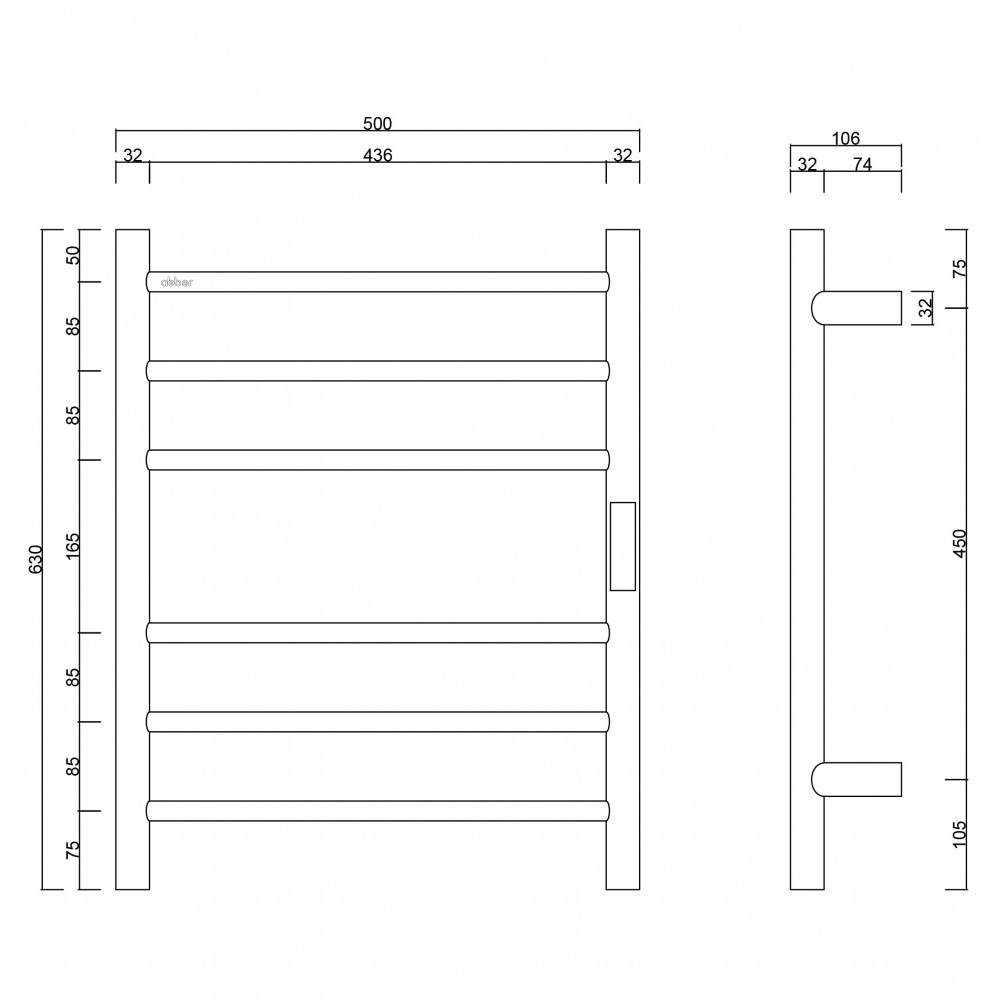 Abber Standard Полотенцесушитель электрический 50x63h см, цвет: черный матовый AH4606MB