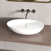 Abber Stein Раковина накладная 55x35x12h см, без перелива и донного клапана, цвет: белый матовый AS2635