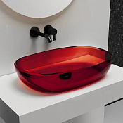 Abber Kristall Раковина накладная 60x40x14h см, без перелива и донного клапана, цвет: красный AT2805Rubin