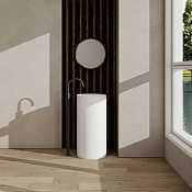 Abber Stein Раковина отдельностоящая d40x85h см, без перелива и донного клапана, цвет: белый матовый AS2516