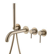 Abber Wasser Kreis Смеситель для ванны встраиваемый, излив 20 см, с вн. частью, цвет: золото матовое AF8130G