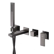 Abber Daheim Смеситель для ванны встраиваемый, длина излива 18,3 см, с внутр. частью, цвет: никель AF8230NG