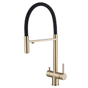 Abber Wasser Kreis Смеситель для кухни с гибким изливом и возм. подкл. фильтра, цвет: золото матовое AF81141G