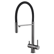 Abber Wasser Kreis Смеситель для кухни с гибким изливом и возможностью подкл. фильтра, цвет: никель AF81141NG