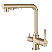 Abber Emotion Смеситель для кухни с выдвижным изливом и возм. подкл. фильтра, цвет: золото матовое AF8814G