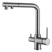 Abber Emotion Смеситель для кухни с выдвижным изливом и возможностью подключ. фильтра, цвет: никель AF8814NG