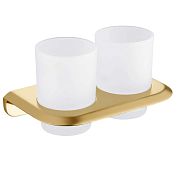 Abber Nord Стакан для зубных щеток подвесной, стеклянный матовый с держателем, цвет: золото матовое AA1557G