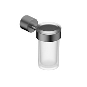 Abber Osten 316 Стакан для зубных щеток подвесной, стеклянный матовый с держ., цвет: оружейная сталь AA1861BGG