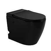 Abber Bequem Унитаз приставной 36x58 см, с крышкой микролифт в комплекте, цвет: черный матовый AC1115PMB