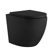 Abber Bequem Унитаз приставной 36x56 см, с крышкой микролифт в комплекте, цвет: черный матовый AC1111TMB