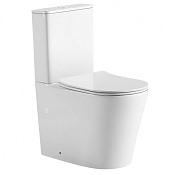 Abber Bequem Унитаз компакт приставной безобод. 37x66 см, с крышкой микролифт, цвет: белый глянцевый AC1112T