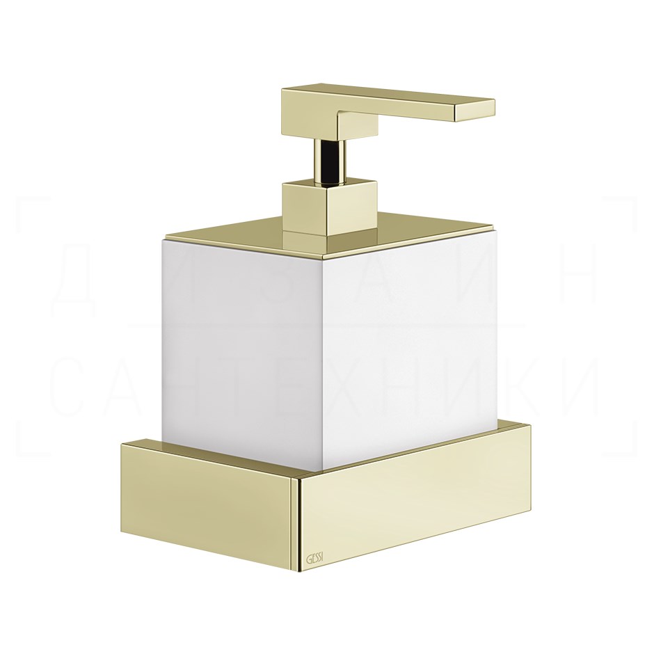 Gessi Inverso/Rettangolo Дозатор для жидкого мыла подвесной, колба Neolite, цвет: white/brass PVD 20813#710