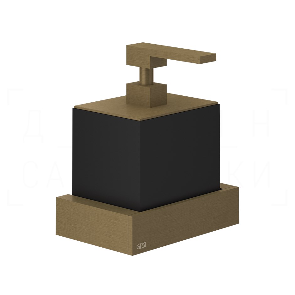 Gessi Inverso/Rettangolo Дозатор для жидкого мыла подвесн., колба Neolite, цвет: black/antique brass 20814#713