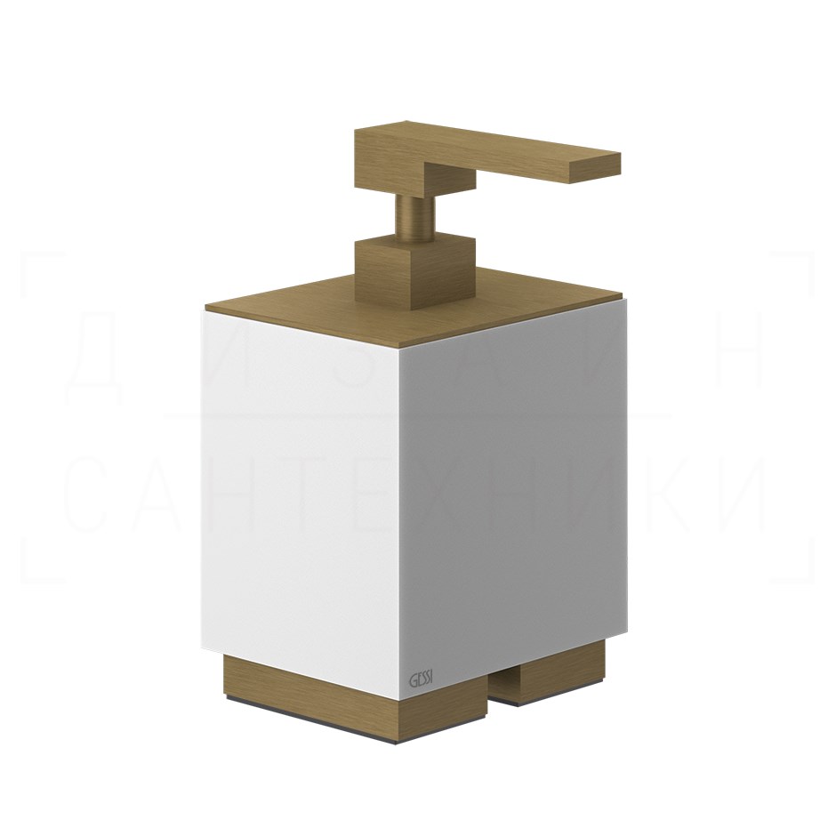 Gessi Inverso/Rettangolo Дозатор для жидкого мыла настольный, колба Neolite, цвет: antique brass 20837#713