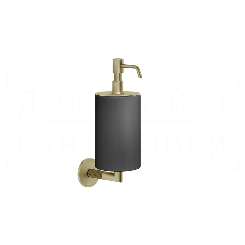 Gessi Ingranaggio Дозатор для жидкого мыла подвесной, колба Neolite, цвет: black/brushed brass PVD 63814#727