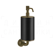 Gessi Venti20 Дозатор для жидкого мыла подвесной, колба Neolite, цвет: black/antique brass 65414#713