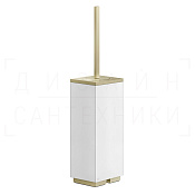 Gessi Inverso/Rettangolo Ершик для унитаза напольный, колба Neolite, цвет: white/brushed brass PVD 20843#727