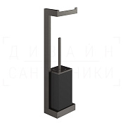 Gessi Inverso/Rettangolo Стойка подвесная с держат. бумаги и ершиком, цвет: black metal brushed PVD 20868#707