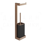 Gessi Inverso/Rettangolo Стойка подвесная с держат. бумаги и ершиком, цвет: black/copper brushed PVD 20868#708