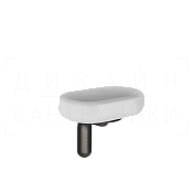 Gessi Goccia Мыльница с керамической чашей Gres, подвесная, цвет: white/black metal brushed PVD 38001#707