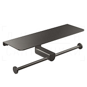 Gessi Rilievo Двойной держатель туалетной бумаги с полочкой, подвес., цвет: black metal brushed PVD 59450#707