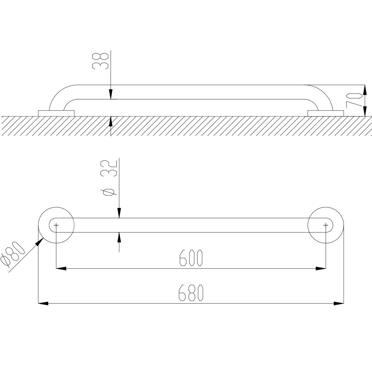 Nofer Поручень подвесной 60 см, нержавеющая сталь 15054.60.B