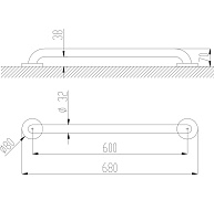Nofer Поручень подвесной 60 см, нержавеющая сталь 15054.60.B