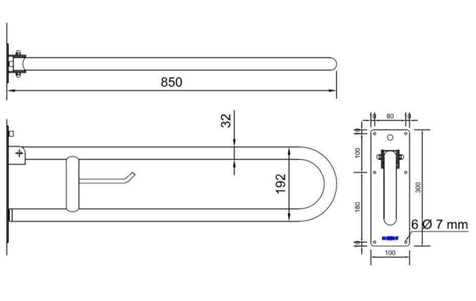 Nofer Поручень подвесной 85 см для людей с ограниченными возможностями, цвет: нержавеющая сталь 15051.85.B
