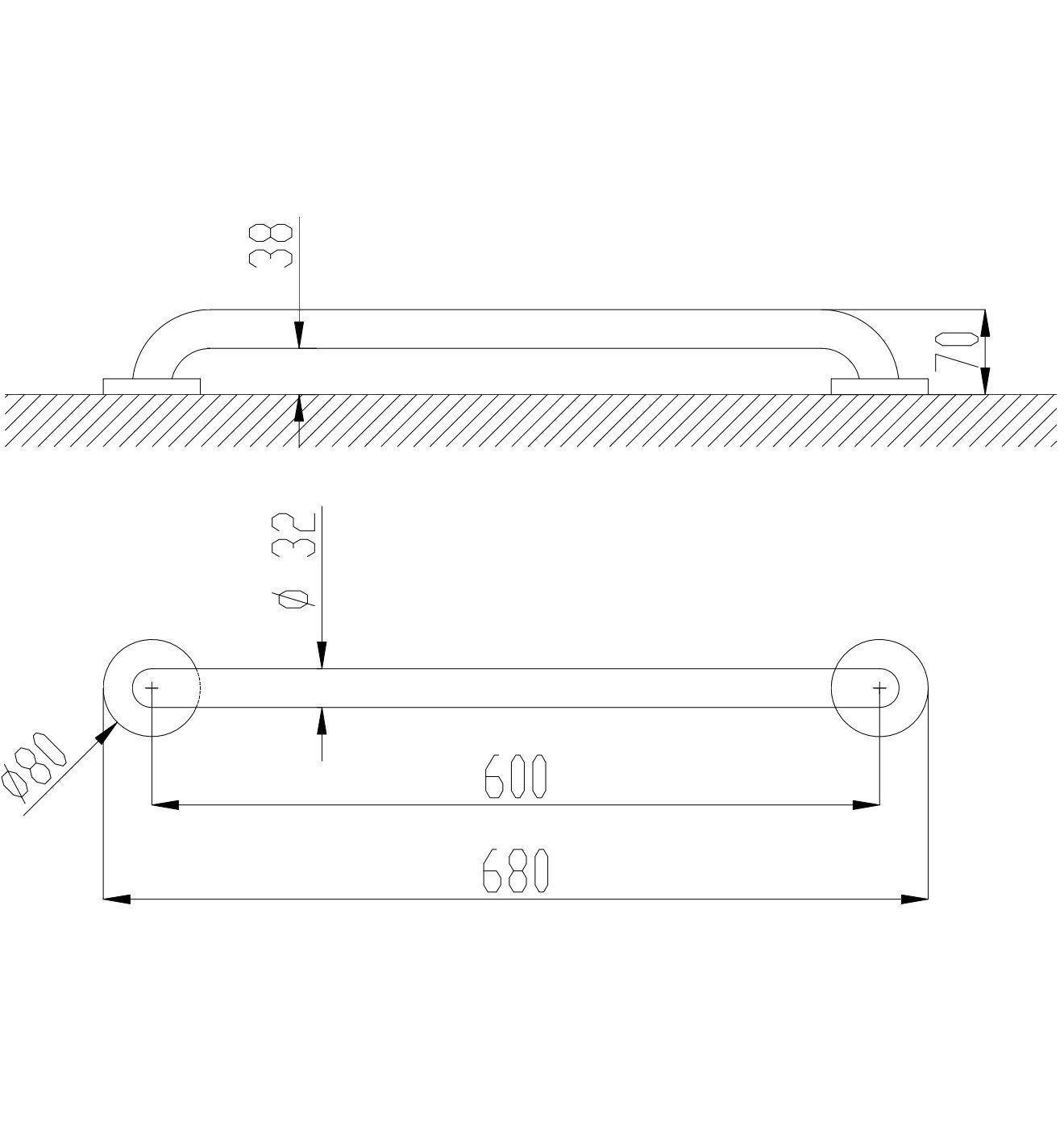 Nofer Поручень подвесной 60 см, нержавеющая сталь 15054.60.S