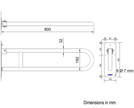 Nofer Поручень подвесной 80 см для людей с ограниченными возможностями, цвет: нержавеющая сталь 15051.SP.80.B