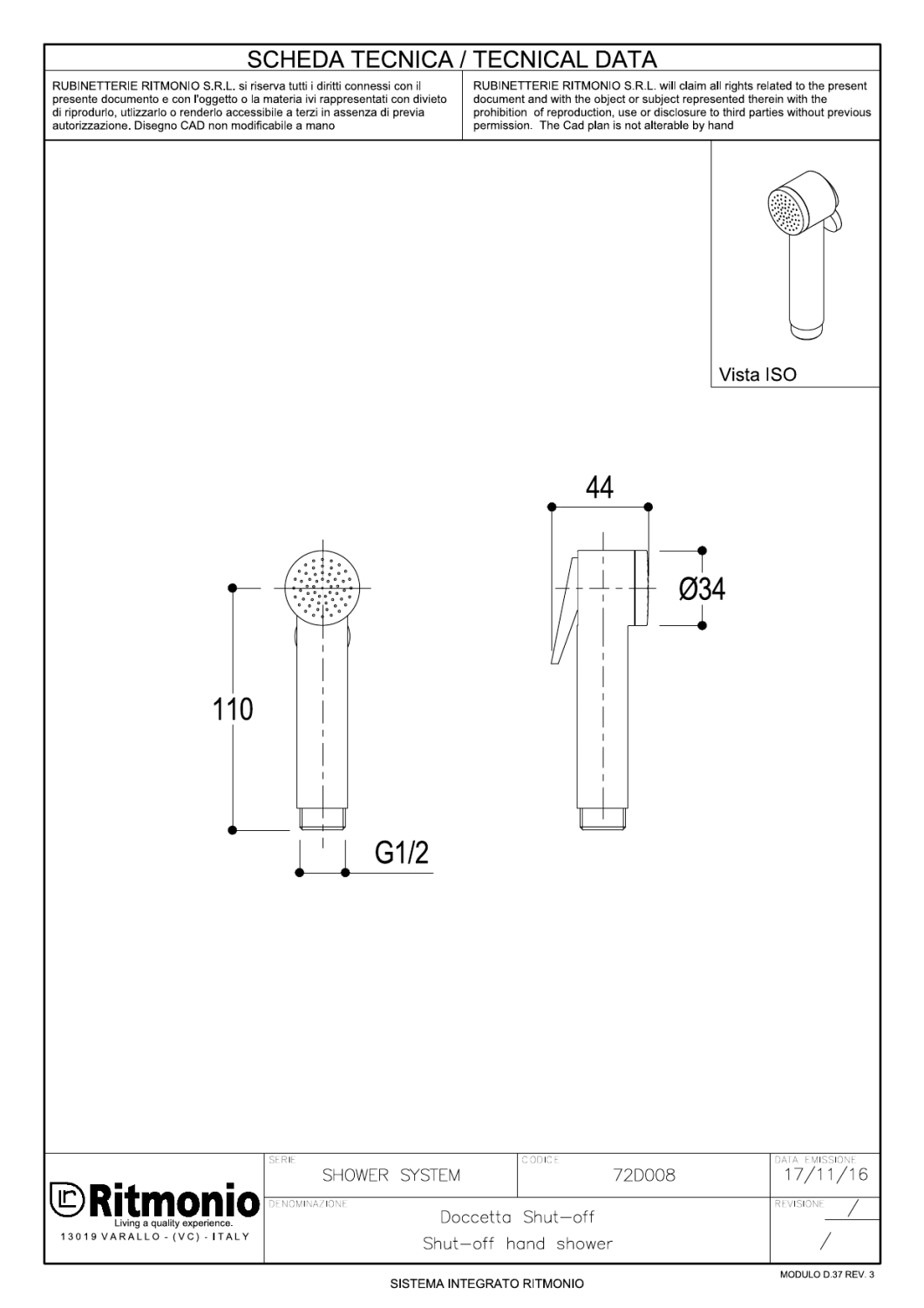 Ritmonio Hand showers Ручной душ, 1 вид струи, цвет: chrome 72D008CRL