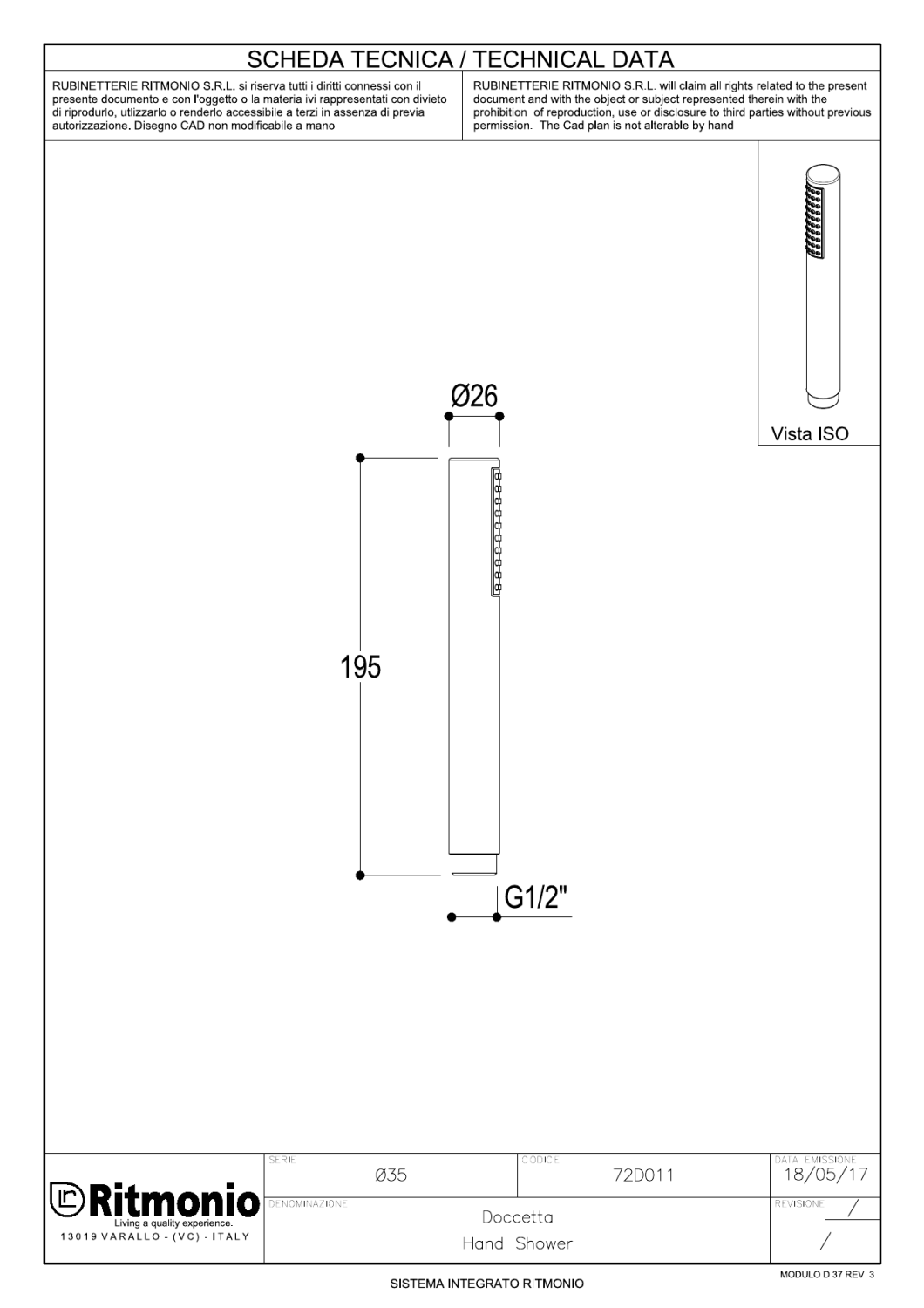 Ritmonio Hand showers Ручной душ, 1 вид струи, цвет: chrome 72D011CRL