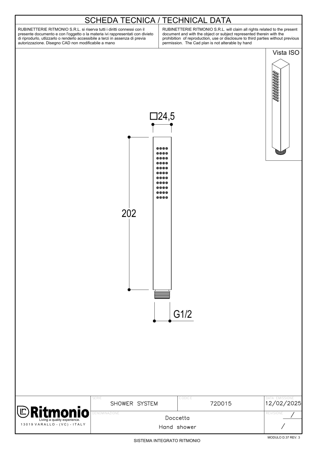 Ritmonio Hand showers Ручной душ, 1 вид струи, цвет: chrome 72D015CRL