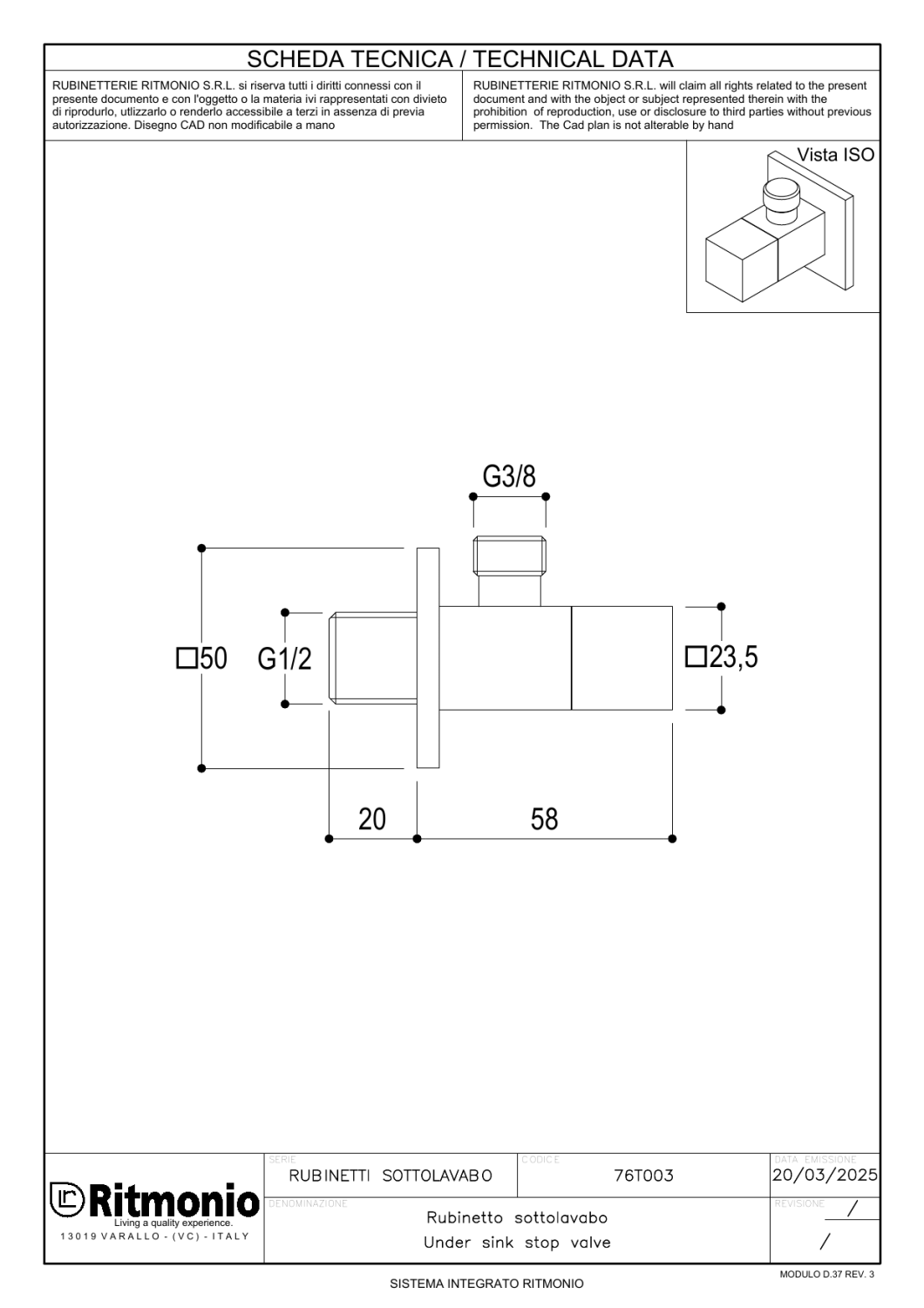 Ritmonio Запорный вентиль, цвет: chrome 76T003CRL