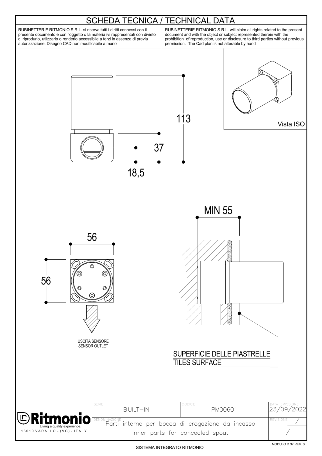 Ritmonio Внутренняя часть для смесителя PM00601