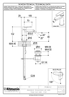 Ritmonio Tip Смеситель для биде, с донным клапаном, длина излива 10,6 см, цвет: chrome PR38BA101CRL