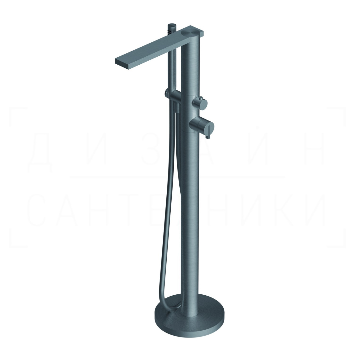 Ritmonio DOT316 Смеситель для ванны напольный с душевым набором, цвет: brushed stainless steel PR50DB201INOX