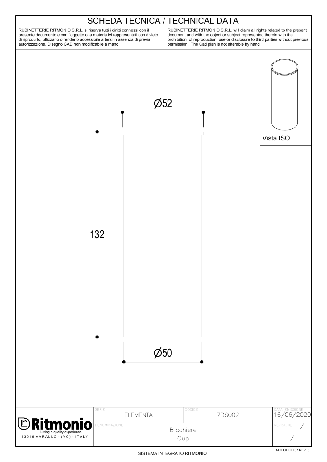 Ritmonio Elementa Стакан для зубных щеток подвесной, латунный, цвет: natural brass 7DS002OTL