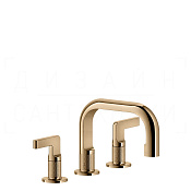 Gessi Inciso Смеситель для раковины на 3 отверстия, с дон. клап., излив 14 см, цвет: warm bronze PVD 58011#735