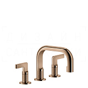 Gessi Inciso Смеситель для раковины на 3 отверстия, без дон. клап., излив 14 см, цвет: copper PVD 58012#030