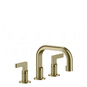 Gessi Inciso Смеситель для раковины на 3 отверстия, без д/к, излив 14 см, цвет: brushed brass PVD 58012#727