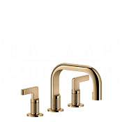 Gessi Inciso Смеситель для раковины на 3 отверстия, без д/к, излив 14 см, цвет: warm bronze PVD 58012#735