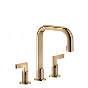 Gessi Inciso Смеситель для раковины на 3 отверстия, с дон. клап., излив 16 см, цвет: warm bronze PVD 58013#735