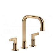 Gessi Inciso Смеситель для раковины на 3 отверстия, без д/к, излив 16 см, цвет: warm bronze PVD 58014#735