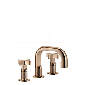 Gessi Inciso Смеситель для раковины на 3 отверстия, с донным клапаном, излив 14 см, цвет: copper PVD 58111#030