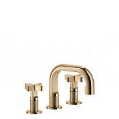 Gessi Inciso Смеситель для раковины на 3 отверстия, с дон. клап., излив 14 см, цвет: warm bronze PVD 58111#735