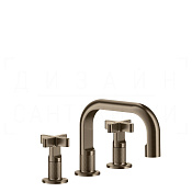 Gessi Inciso Смеситель для раковины на 3 отверстия, с д/к, излив 14 см, цвет: coffee bronze brushed 58111#761