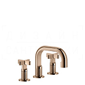 Gessi Inciso Смеситель для раковины на 3 отверстия, без дон. клап., излив 14 см, цвет: copper PVD 58112#030